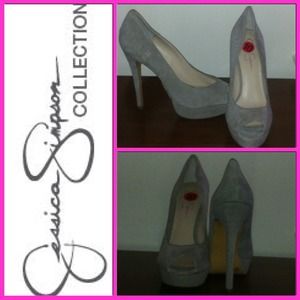 Reserved ✋Jessica Simpson Gray Suede Peep Toe Pump