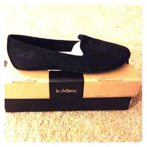 NIB Le Chateau black oxford loafer flat size 8