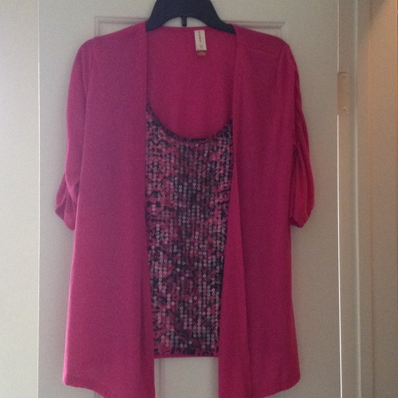 Pink and black glittered shirt with over cover