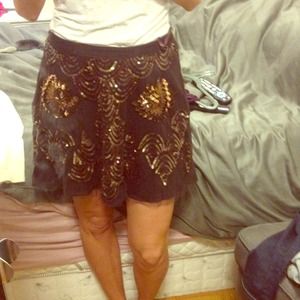 ted Baker Brown and copper sequined skirt