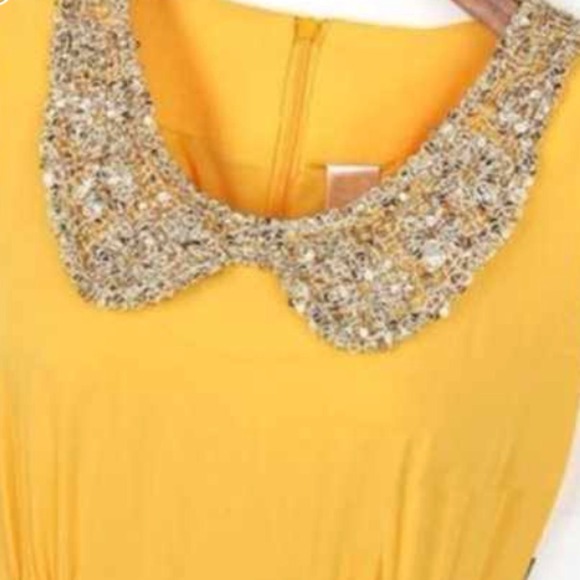 🚫BUNDLED🎉HOST PICK🎉Yellow PeterPan Collar dress - Picture 2 of 4
