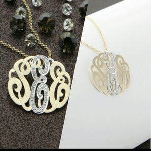 Designer Monogram Necklace with stones