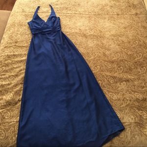 WToo Blue Floor Length Halter Formal Gown
