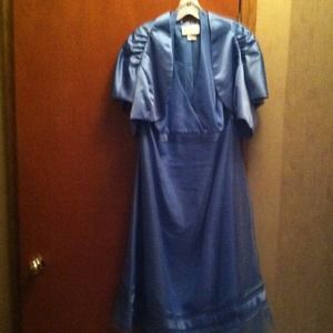 David's Bridal dress with shrug.