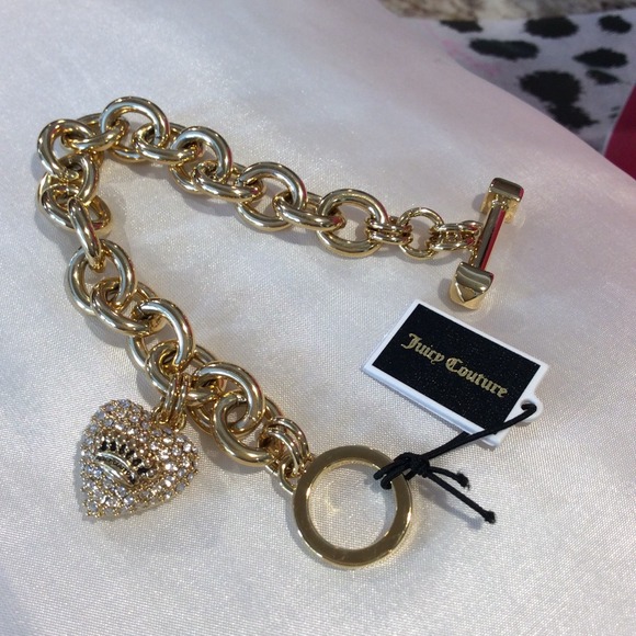 Juicy Couture Jewelry - NewJUICY COUTURE Crystal GOLDHeart Toggle Bracelet