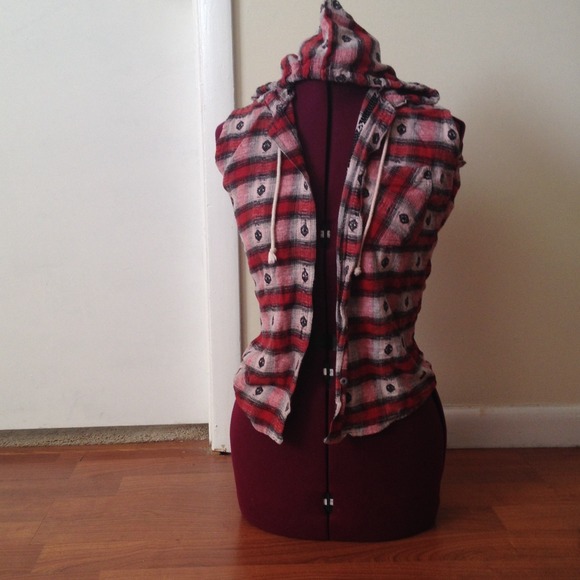 Hooded fleece tribal vest