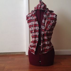 Hooded fleece tribal vest