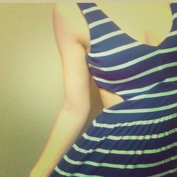 Blue and white cut out maxi dress size small