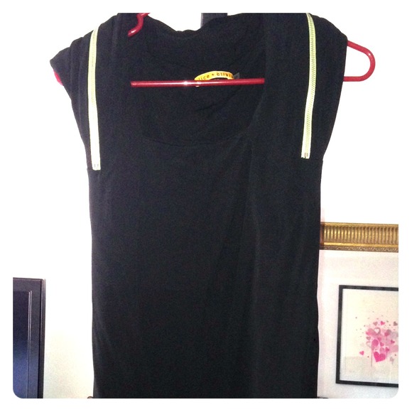 Black dress with lime green zippers