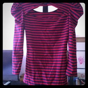 Red and blue striped top
