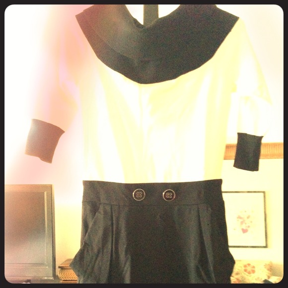 Off the shoulder black and white dress