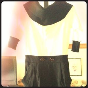 Off the shoulder black and white dress