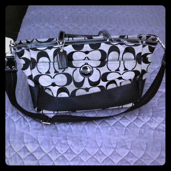 Black Coach diaper bag / baby bag