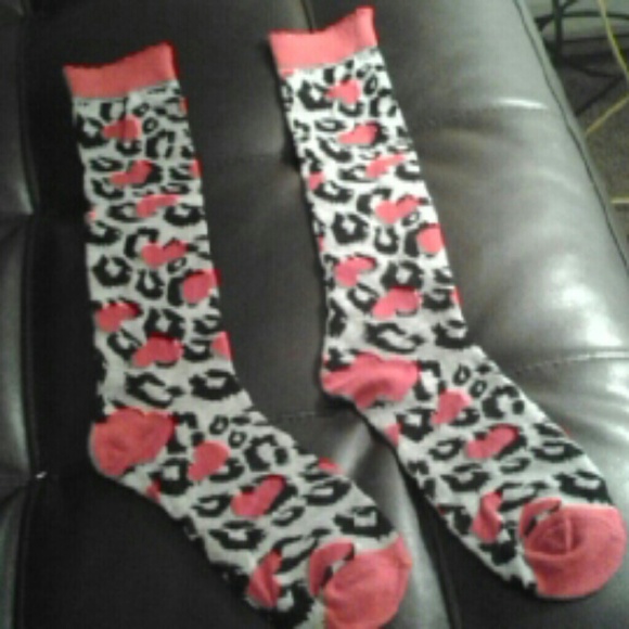 Cheetah print and heart socks
