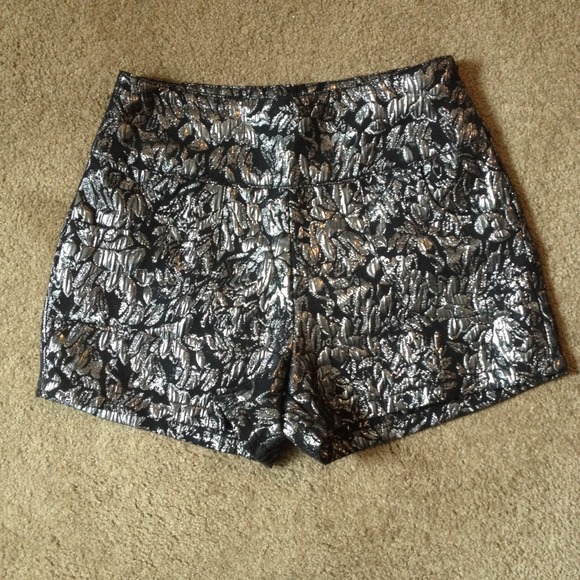 Silver baroque high waisted shorts