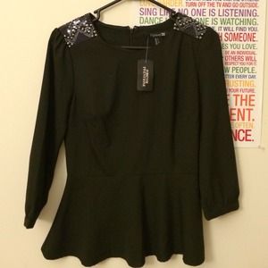 Forever21 Embellished Pemplum Blouse