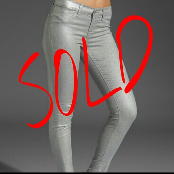 NWT sz 25 skinny jeans silver coated