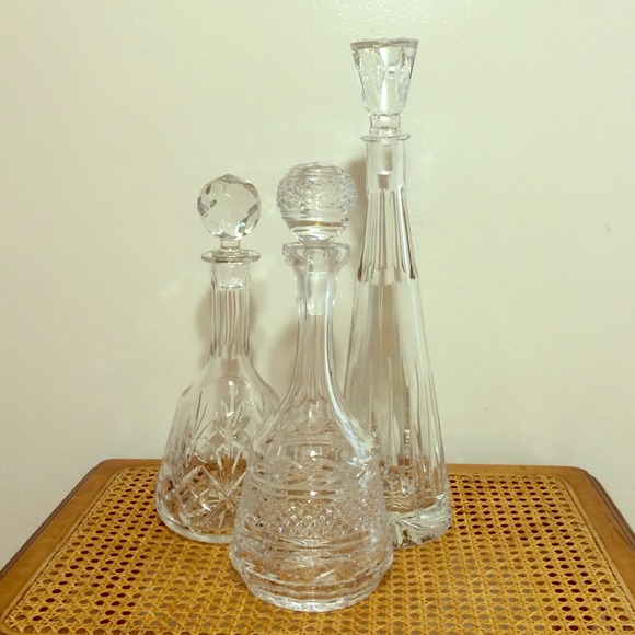 Other - 3 HANDMADE, VINTAGE, EUROPEAN CRYSTAL DECANTERS