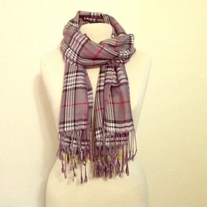 Gray Plaid Pashmina Scarf
