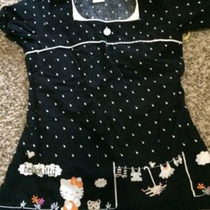 Black hello kitty scrub top