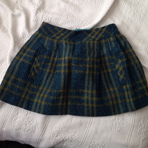 "Peacock" themed plaid skirt