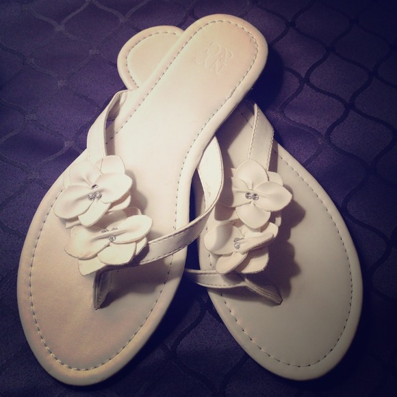 White Leather flip-flops