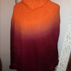 🚫SOLD🚫Bright orange ombré poncho
