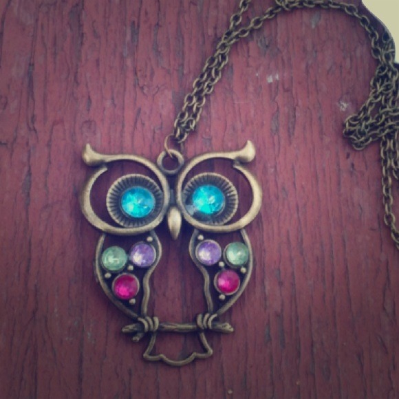 Jeweled owl necklace