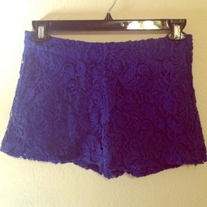 High-Waisted Blue Lacy Short Shorts