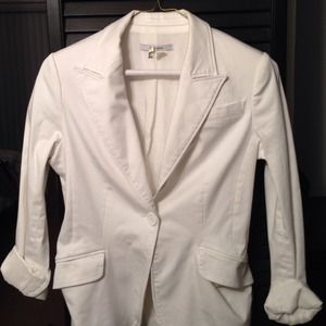White one button blazer