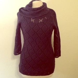 Wool knit cowl neck sweater.