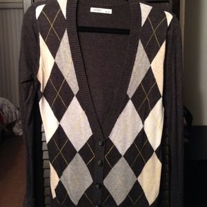 Grey argyle cardigan