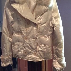 Bebe silk with soft fur jacket color beige