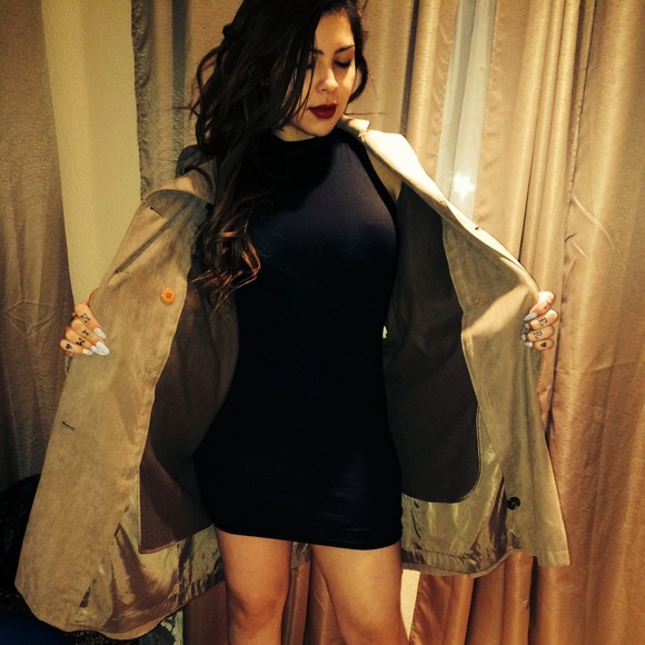 Hooded women's trench coat- ends just above knee