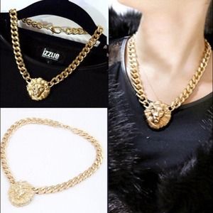 Gold Lion Head Necklace