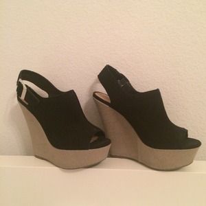 Steve Madden black suede wedges