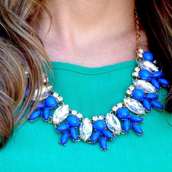 Jeweled Blue statement necklace