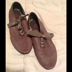 Grey leather BP flats