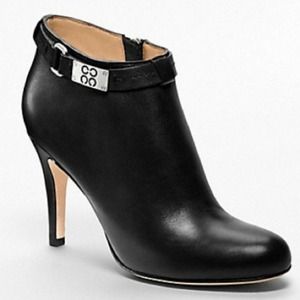 NIB Coach Bianca Black Leather Ankle Booties
