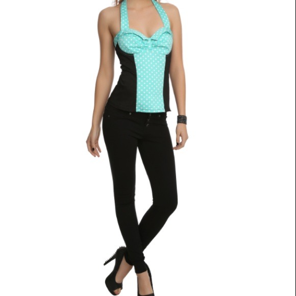 Retro Mint Polka Dot Halter - Picture 3 of 4