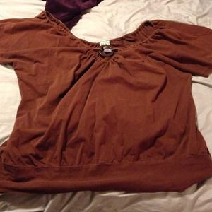 Brown short sleeve 3x top