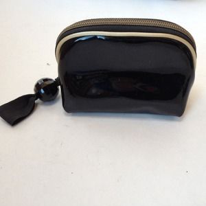 Black patent leather makeup pouch