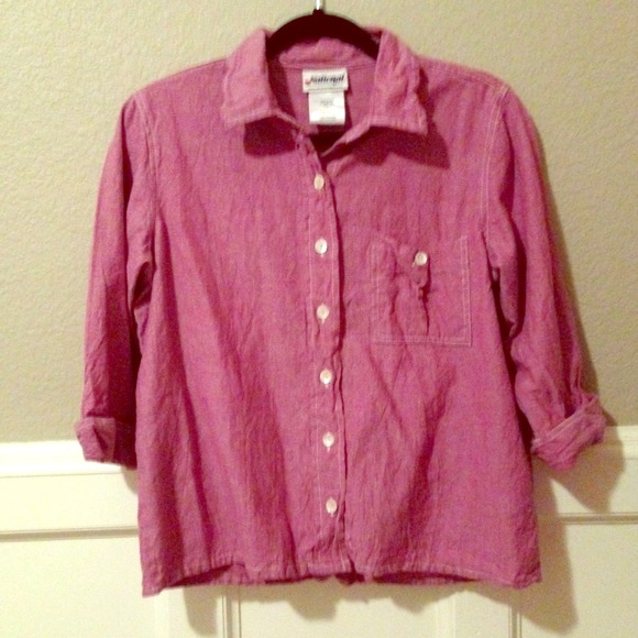 ❌SOLD❌Pink Denim Looking Button Down