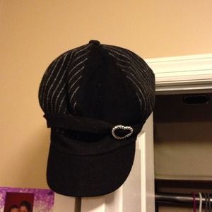 Black and grey hat with heart