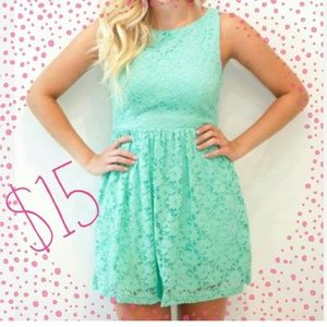 Mint crochet overlay dress