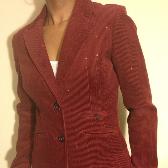 Perfect Holiday Party Corduroy Blazer w/Sequins