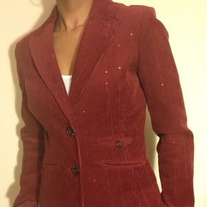 Perfect Holiday Party Corduroy Blazer w/Sequins