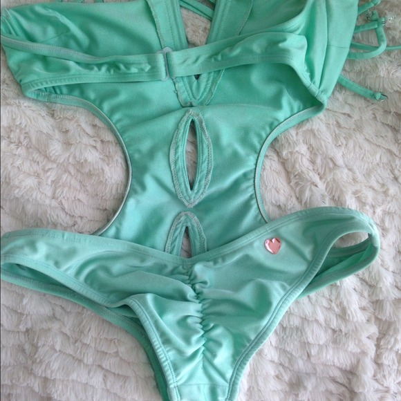 Swarovski teal gorgeous bathing suit - Picture 3 of 4