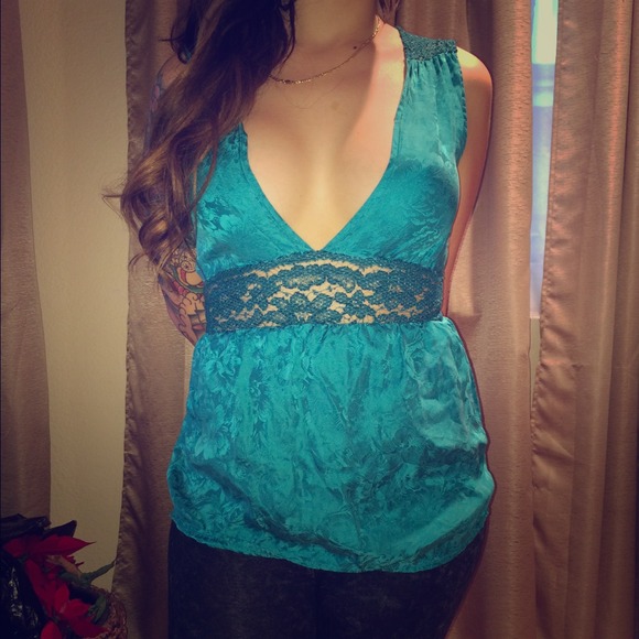 SILK TEAL KIMCHI BLUE top from urban outfitters