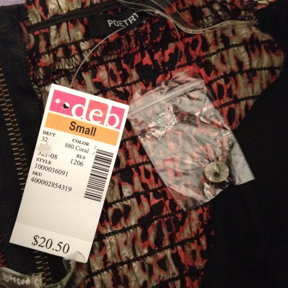 Red and tan ombre leopard peplum tube top - Picture 2 of 3